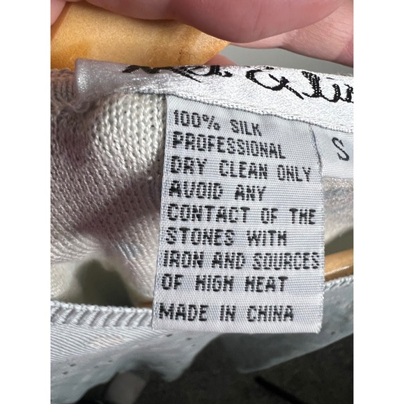 Mel & Lisa Light Blue Polka Dot Embellished Silk Knit Cardigan and Top set S - Picture 9 of 10